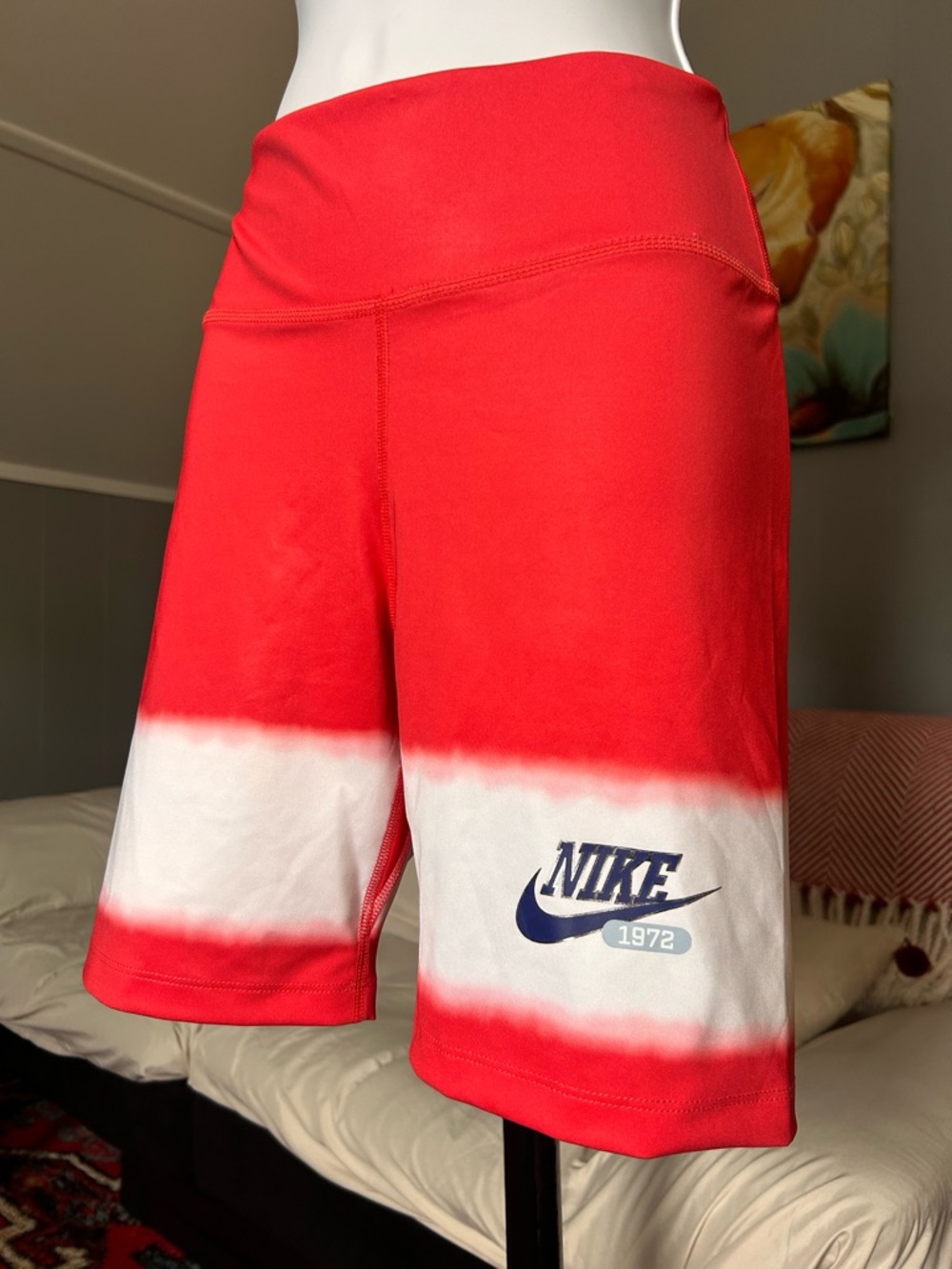 Nike Red and White Performance Tight-Fit Shorts